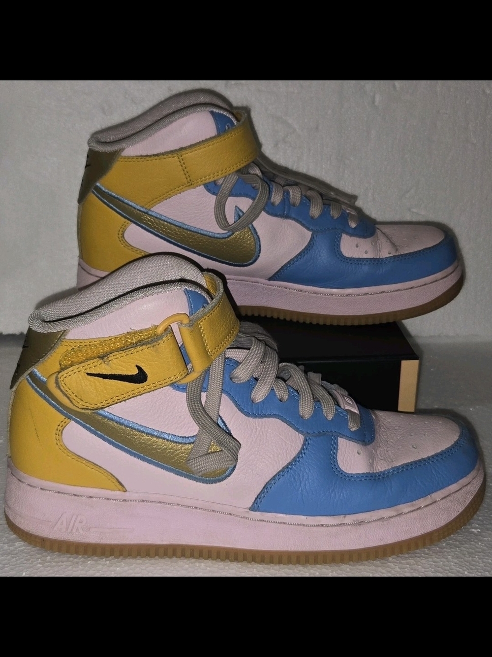 Nike Air Force 1 BK NYC Mid by You ID Custom Size 6 HF0660-900 Blue,Pink,Yellow